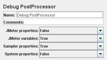 Captura de tela do painel de controle do Debug PostProcessor