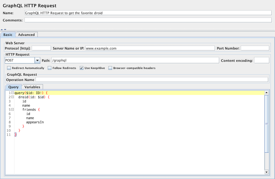Captura de tela do painel de controle da solicitação HTTP do GraphQL