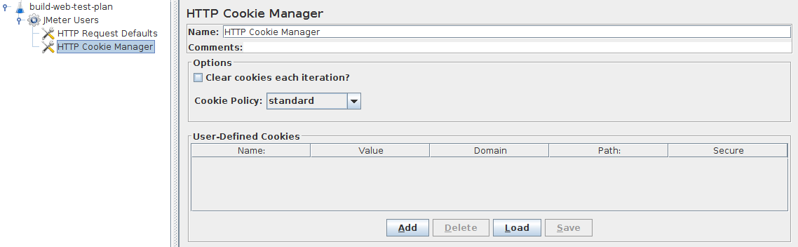 Captura de tela do painel de controle do HTTP Cookie Manager