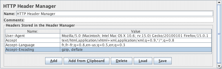 Captura de tela do painel de controle do gerenciador de cabeçalho HTTP