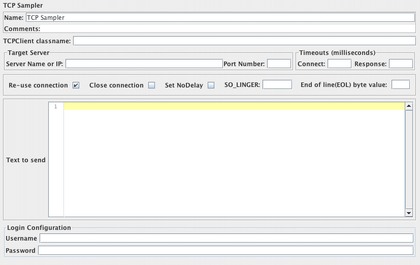 Captura de tela do painel de controle do amostrador TCP
