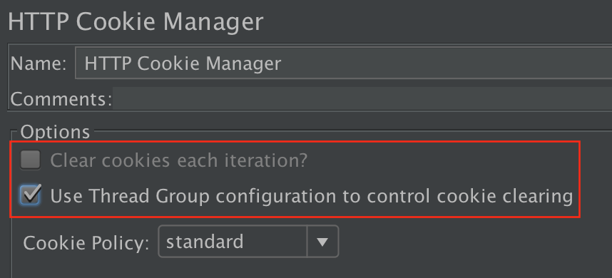 
Figura 4.10.  Use o grupo de threads para controlar o CookieManager